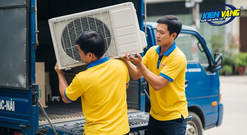 Vận chuyển điều hòa cần nhiều người cùng bê vác