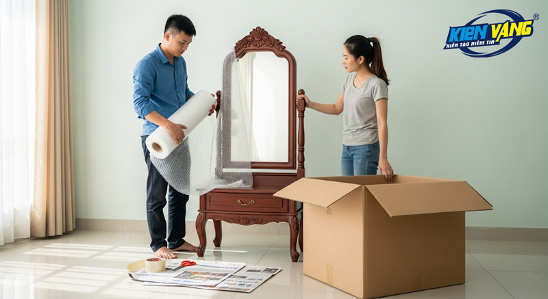 Bọc lót chống va đập cho gương bàn trang điểm