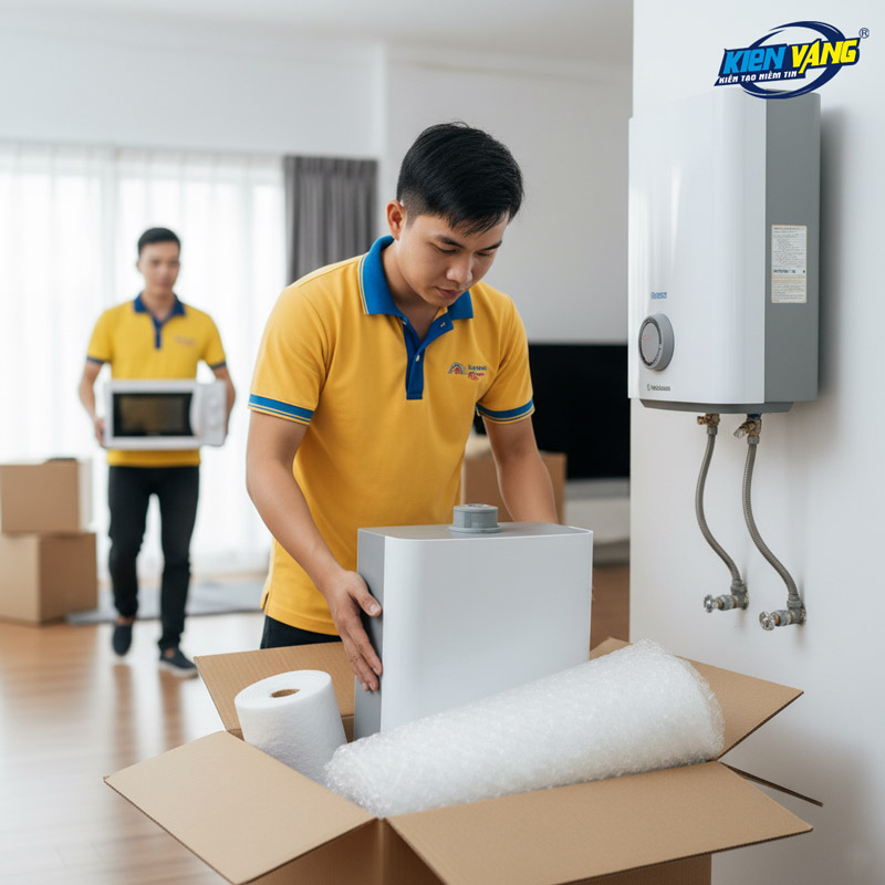 Dịch vụ tháo lắp và vận chuyển bình nóng lạnh của Kiến Vàng uy tín, chuyên nghiệp
