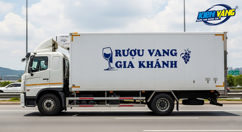 Xe tải vận chuyển rượu vang cho thương hiệu Rượu Vang Gia Khánh của Kiến Vàng