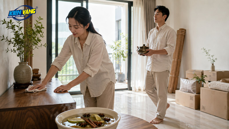 Dọn dẹp nhà cửa và làm sạch không gian trước lễ nhập trạch