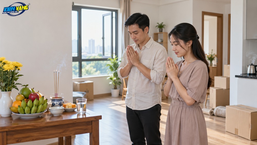 Thực hiện lễ cúng thần linh thổ địa tươm tất